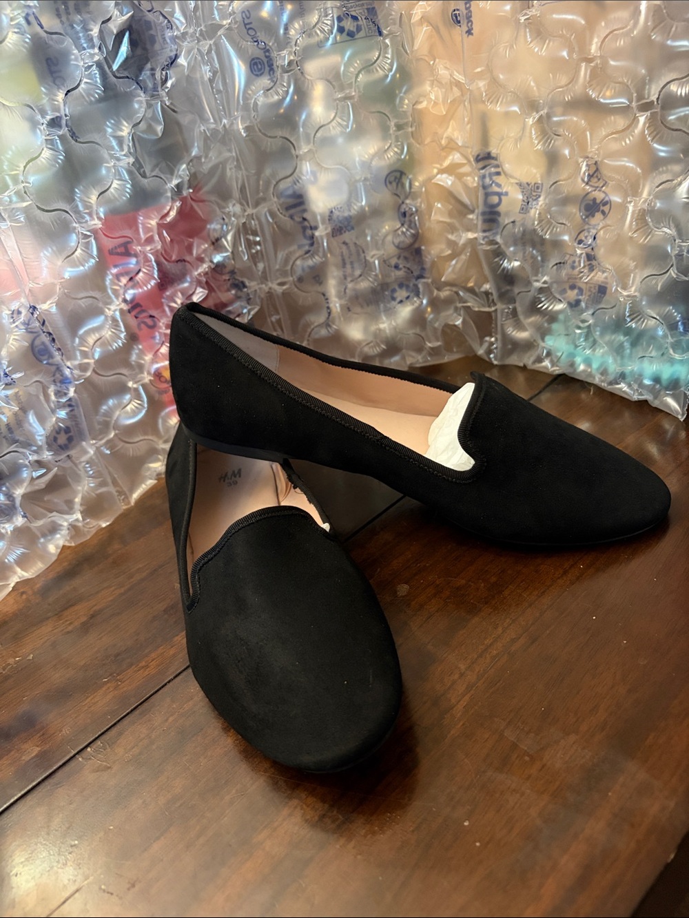 H&M Black Suede-Look Slip-Ons size 39